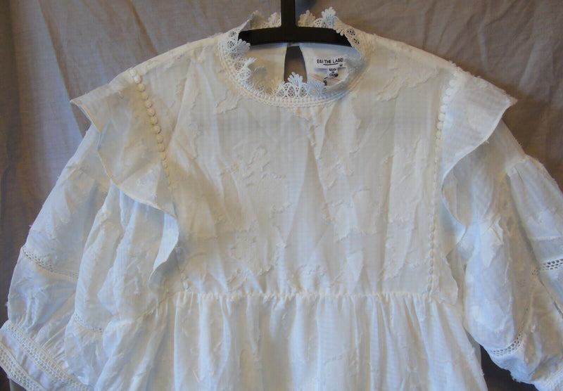 White Ruffle Dress Size 10 E&I Age 14-15 Years