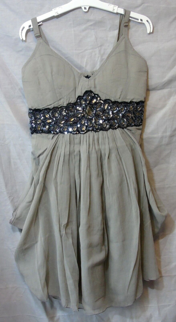 Grey Chiffon Prom Party Dress Age 14-15 Years Love Peach