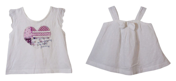 2-Pack White Sleeveless Tunic Tops Age 9-12 Months