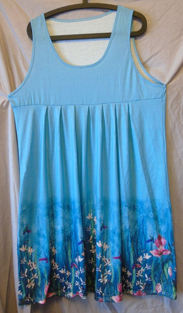 Blue Floral Sleeveless Dress Size 20 Shein