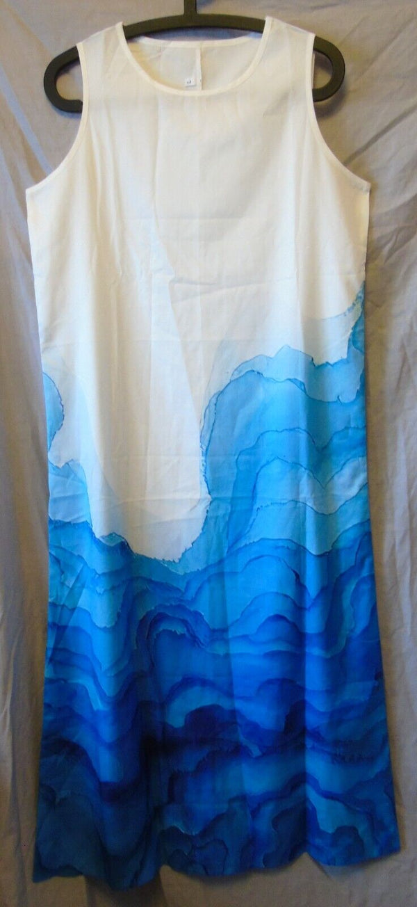 Blue White Wave Long Chemise Nightie Size 10 Shein