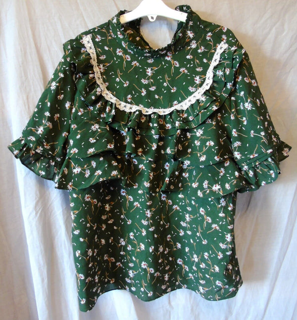 Green Floral Ruffled Top Age 14-15 Years Sister Jane M