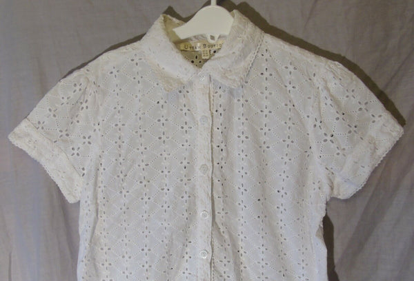 Girls Uttam White Embroidered Collared Shirt Blouse Top Age 13-14 Years UK10