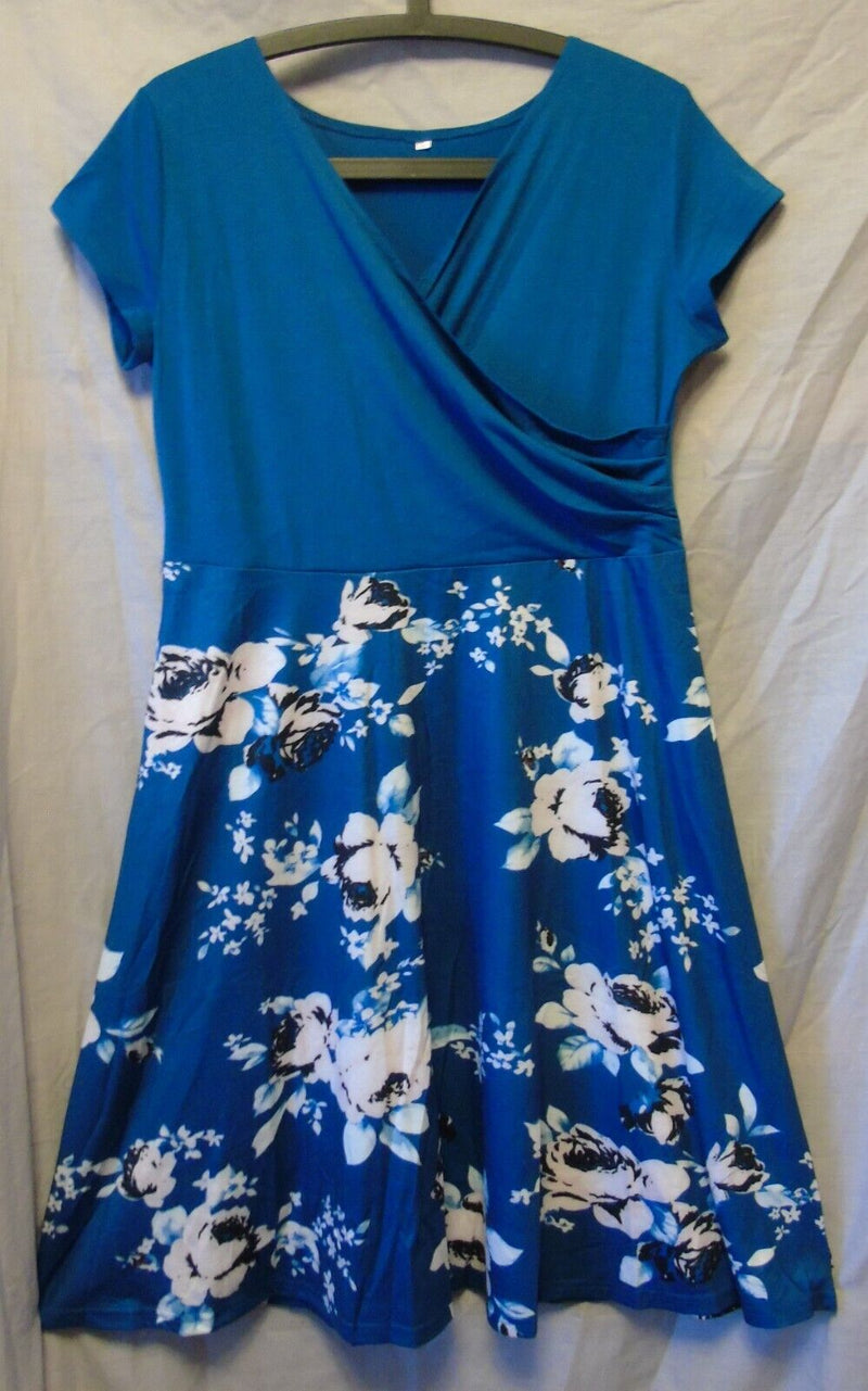 Teal Blue Floral Dress Size 20 2XL Shein