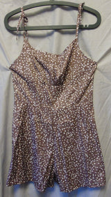 Brown Spotty Strappy Playsuit Size 10 Shein