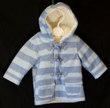 Blue Stripe Fleece Hooded Duffel Coat Age 0-3 Months George