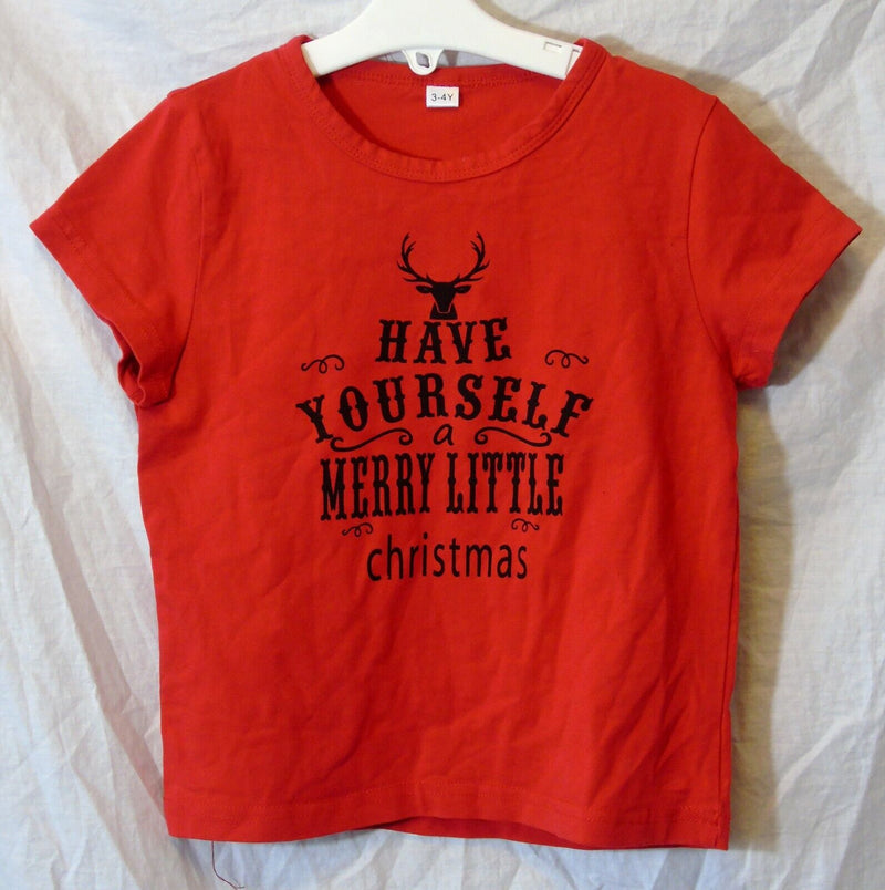 Red Merry Christmas T-Shirt Top Age 3-4 Years Matalan