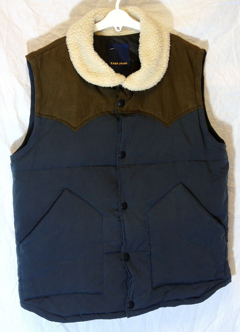 Blue Suede Trim Gilet Bodywarmer Age 15-16 Years Zara