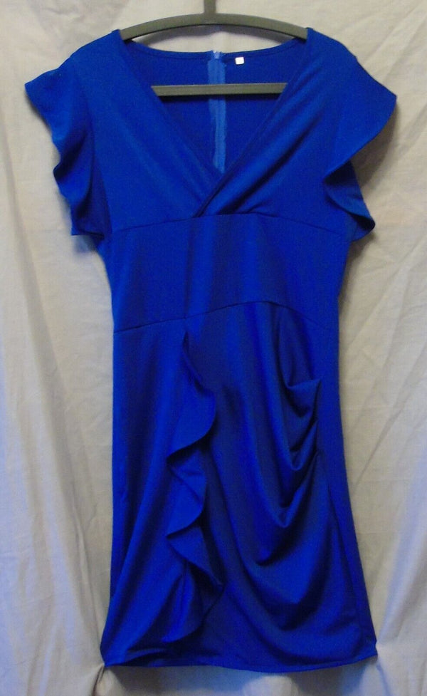 Cobalt Blue Ruffled Dress Size 10 Shein