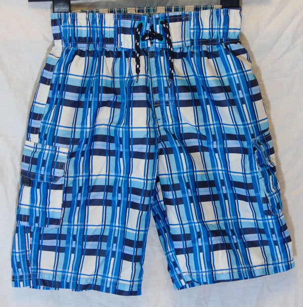 Blue Check Swimming Swim Shorts Age 9-10 Years Primark