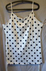 White Black Spot Satin Blouse Top Size 20 2XL Shein