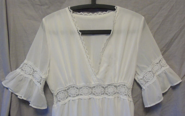 White Lace Trim Long Nightdress Size 8 Shein