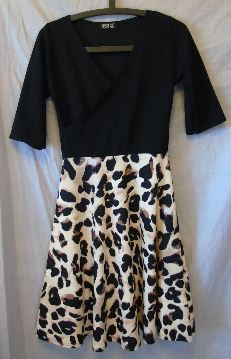 Black Animal Print Dress Size 8 Age 13-14 Years Missfiga