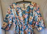 Blue Pink Floral Midi Dress Size 16 XL Shein