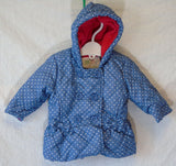 Blue Polka Spot Fleece Lined Coat Age 0-3 Months Mini Club