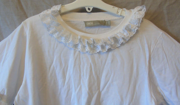 Lace Trimmed T-Shirt Top Size 10 Asos Age 14-15 Years