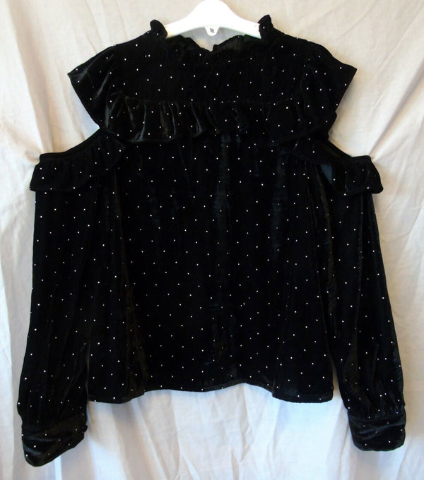 Black Velvet Blouse Top Age 13-14 Years Topshop UK8