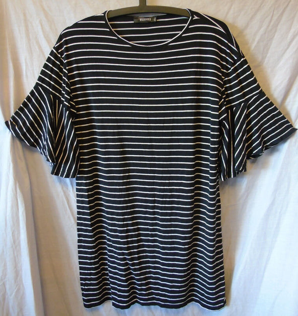 Black Stripe T-Shirt Dress Size 8 Missguided