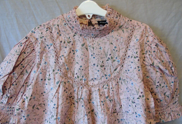 Pink Floral Blouse Top Wednesday's Girl Size 10