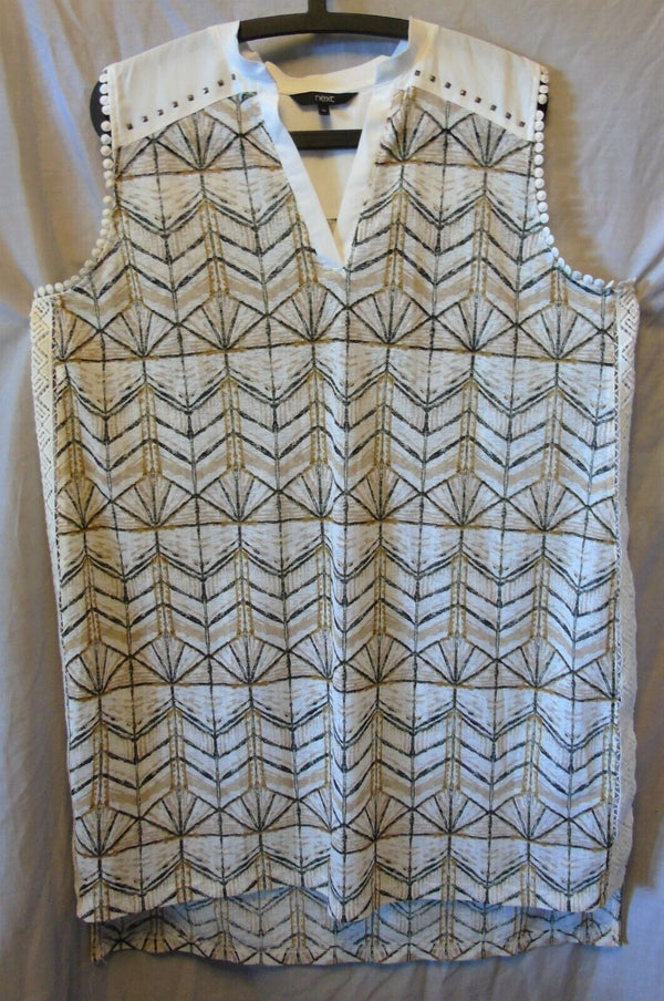 Beige Patterned Beaded Dress Size 20 Next