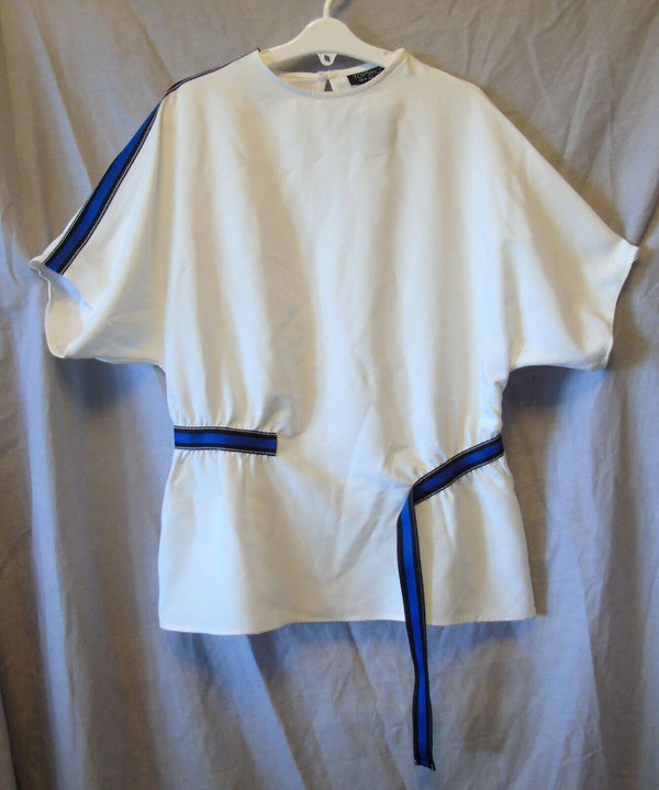 White Belted Blouse Top Size 10 Topshop