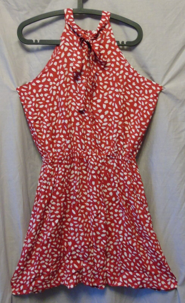 Red White Hearts Floaty Dress Size 16 Shein