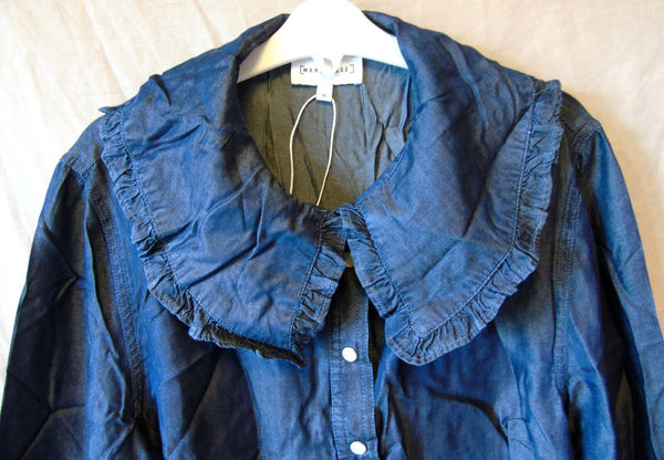 Blue Ruffled Shirt Top Age 13-14 Years Warehouse UK10