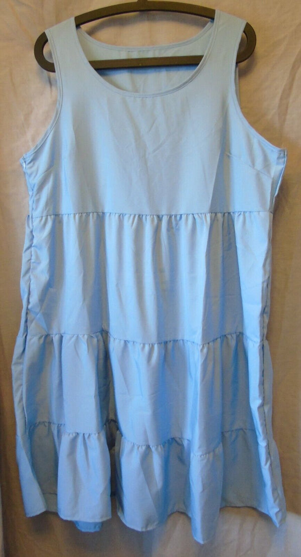 Sky Blue Sheen Tiered Dress Size 16 XL Shein Curve