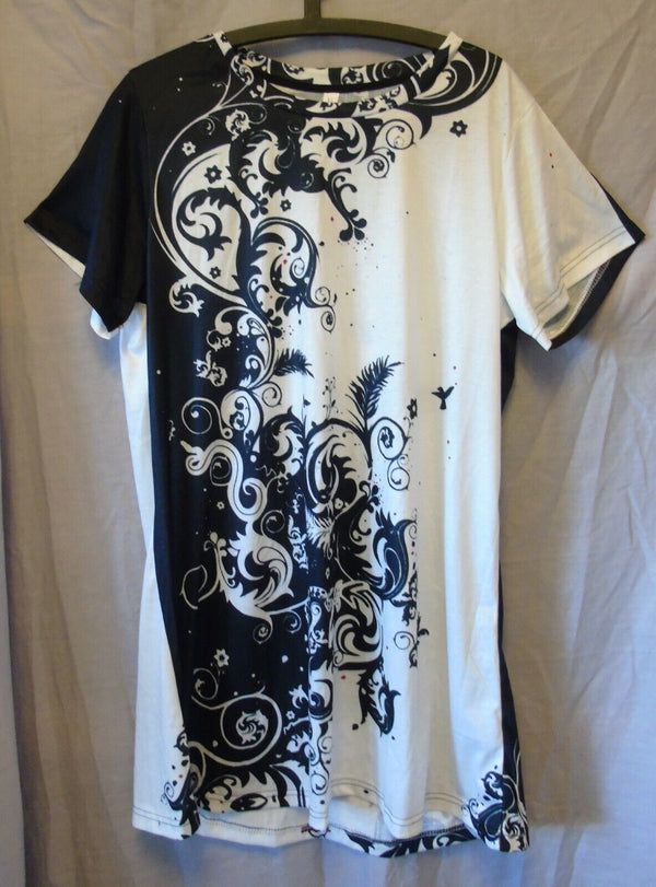 Black White T-Shirt Dress Size 16 XL Shein