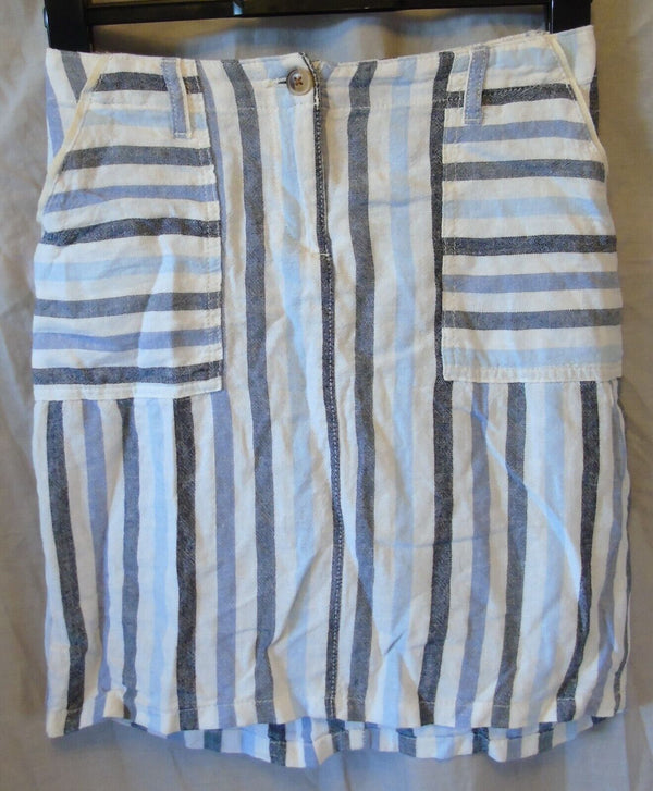 Blue Stripe Linen Blend Skirt Size 8 Next