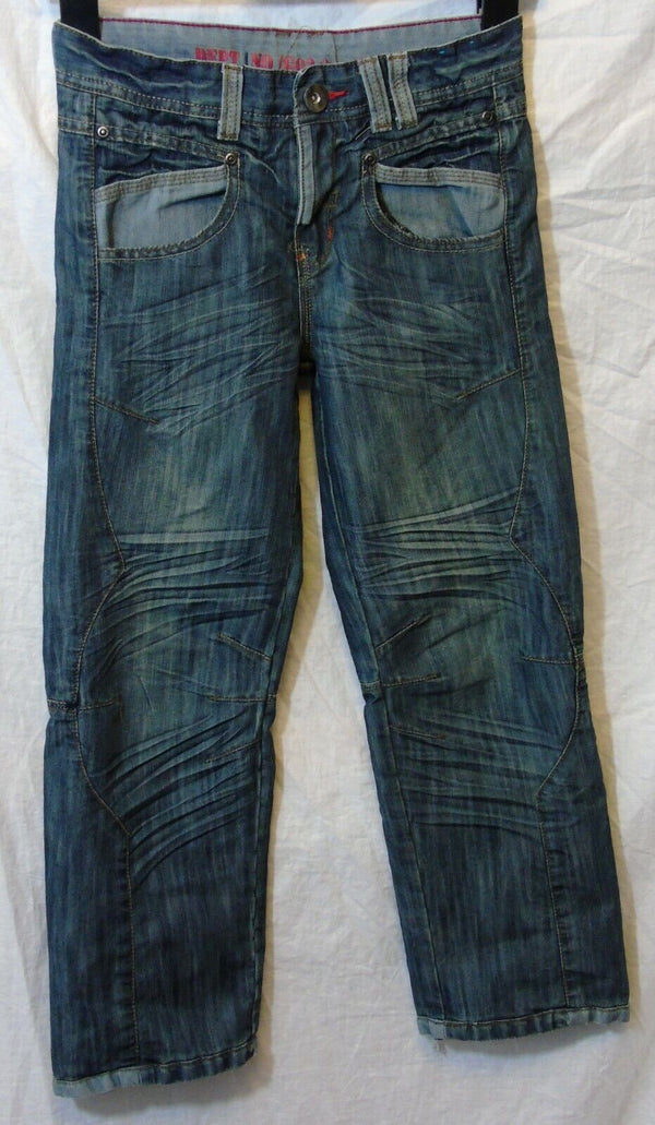 Blue Whiskered Denim Distressed Frayed Jeans Age 8 Years TU