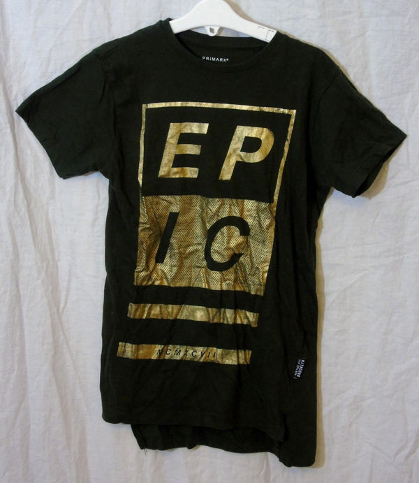 Brown Gold Slogan Print T-Shirt Age 7-8 Years Rebel Primark