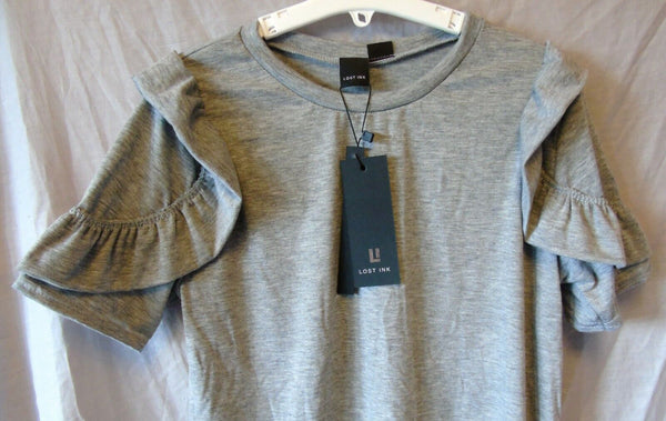 Grey Blouse T-Shirt Top Age 13-14 Years Lost Ink UK10