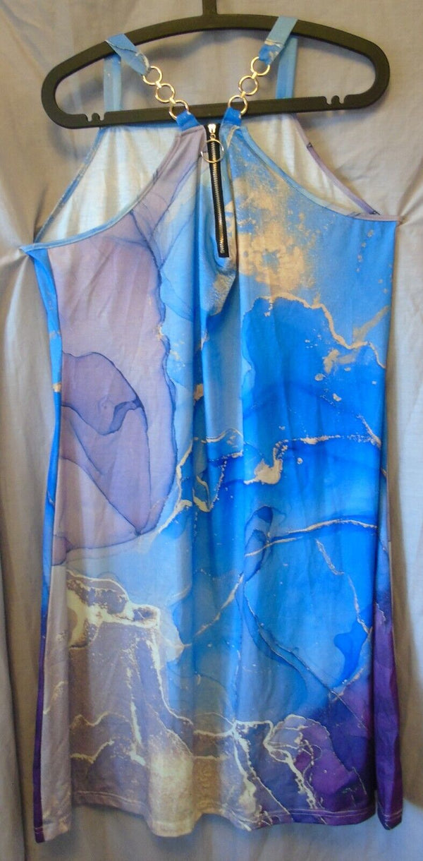 Blue Purple Marble Midi Dress Size 16 XL Shein