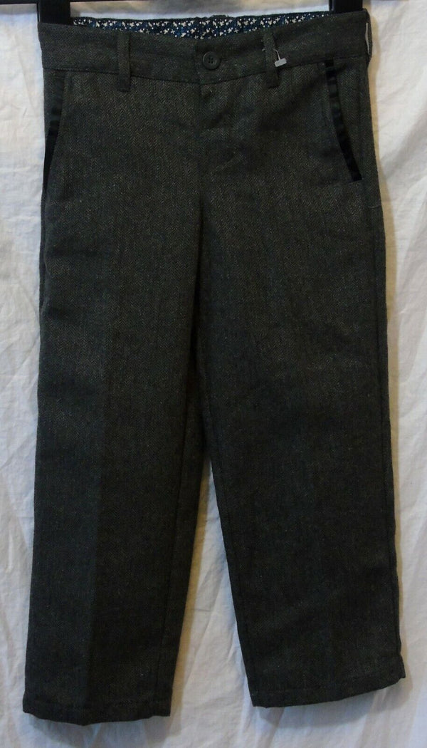 Grey Wool Blend Herringbone Trousers Age 4-5 Years M&S Autograph