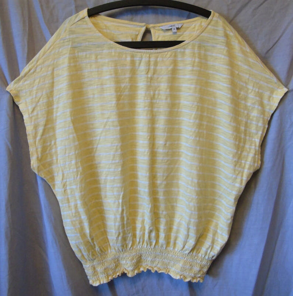 Yellow Stripe Shirred T-Shirt Top Size 20 Next