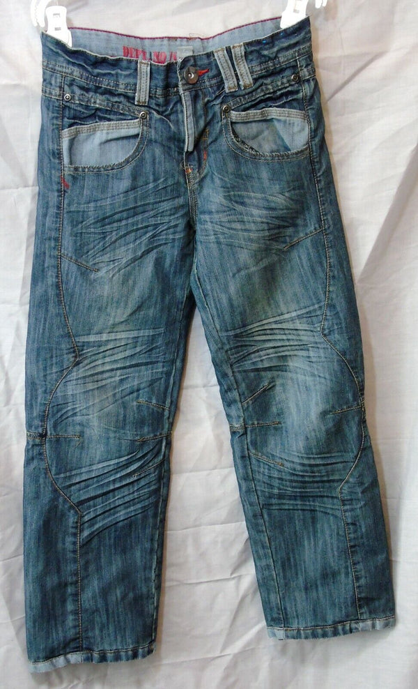 Blue Whiskered Distressed Jeans Age 8 Years TU