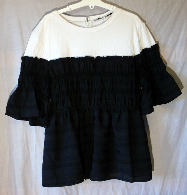 Black Ruched Blouse Top Age 15-16 Years English Factory M