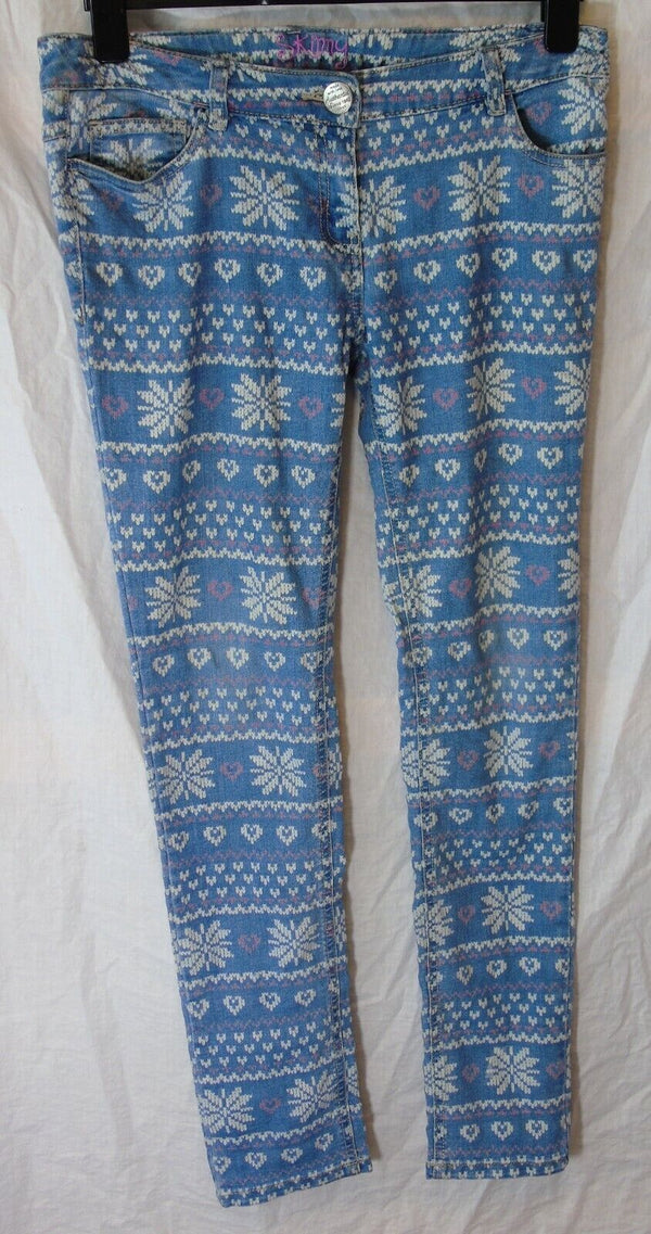 Blue Fair Isle Xmas Skinny Stretch Jeans Age 14 Years Next