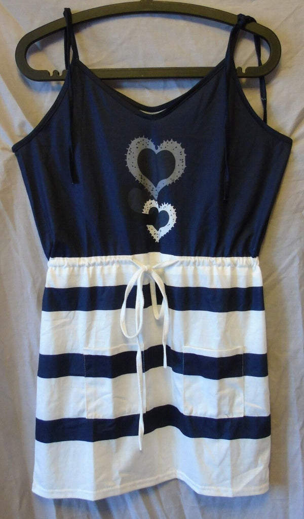 Blue White Stripe Summer Dress Size 8 Shein