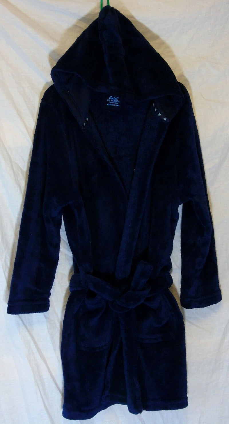 Blue Fleece Hooded Dressing Gown Robe Age 7-8 Years Primark