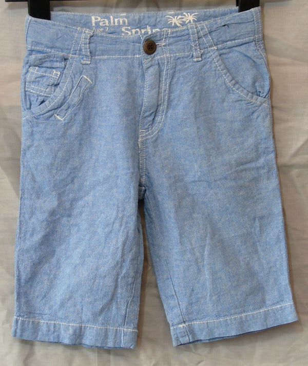 Blue Linen Blend Board Shorts Age 7 Years Matalan