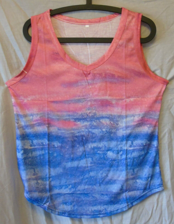 Blue Pink Sleeveless Vest Blouse Top Size 10 Shein