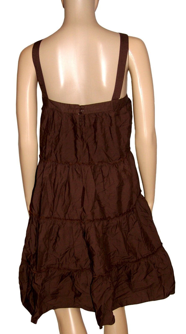 Dark Brown Ruffled Floaty Dress Size 14 Gap