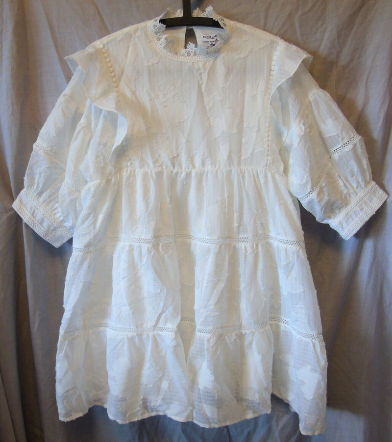 White Ruffle Dress Size 10 E&I Age 14-15 Years