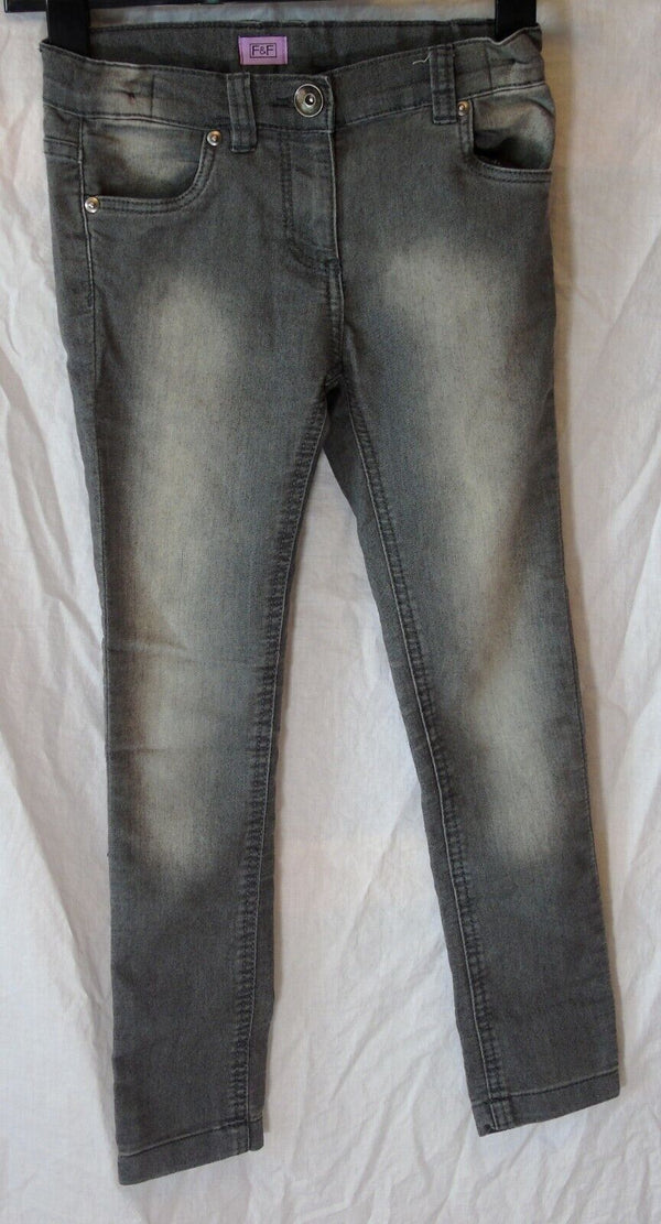 Grey Denim Skinny Stretch Jeans Age 8-9 Years F&F