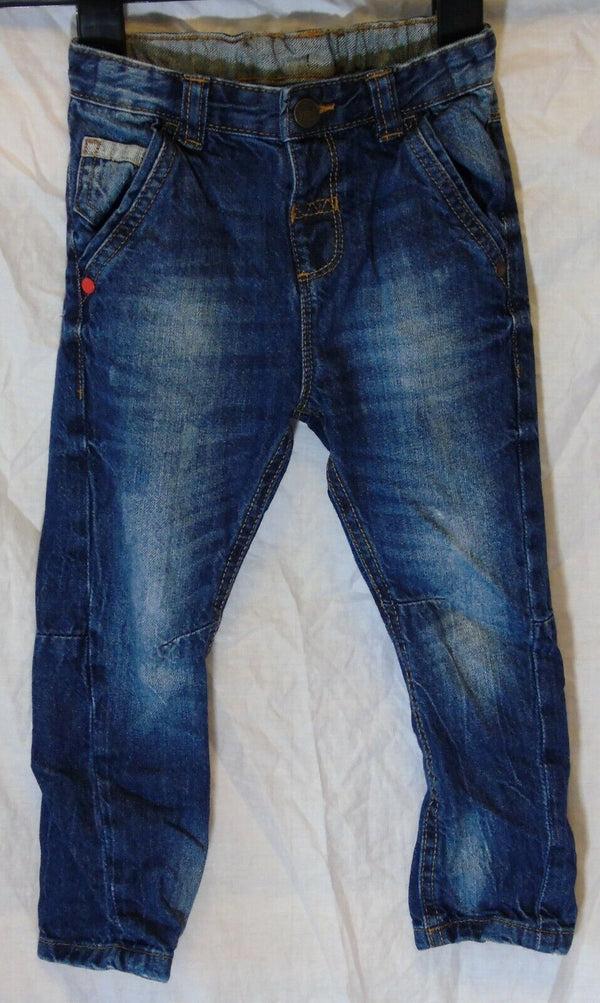 Blue Whiskered Denim Arc Leg Jeans Age 2-3 Years George