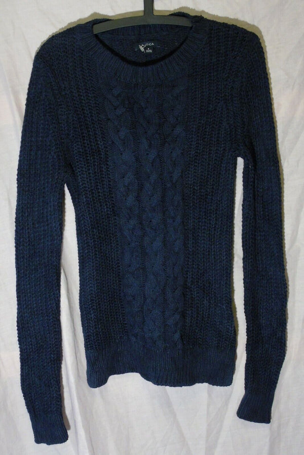 Dark Blue Cable Knit Jumper Size 12 S Small Nautica