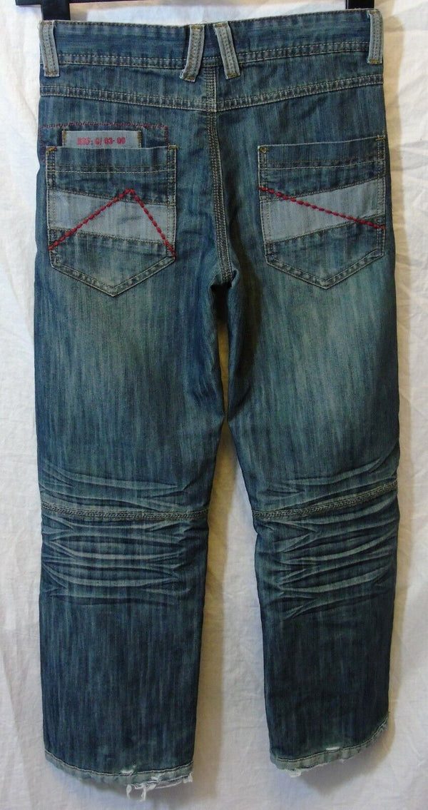 Blue Whiskered Denim Distressed Frayed Jeans Age 8 Years TU