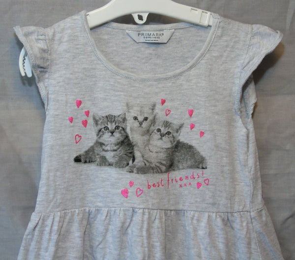 Grey Kitten Jersey Dress Age 5-6 Years Primark